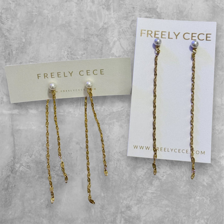Pearl Chain Duster Earrings: Single or Double 