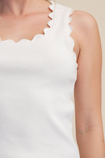 Scallop Wave Shape Scoop Neck Sleeveless Everyday Knit