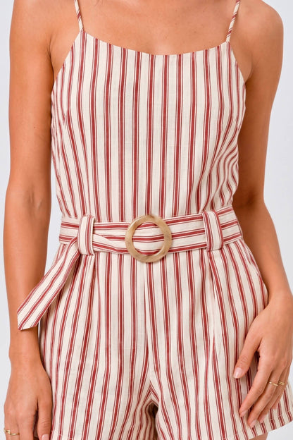 CR11893-1 - STRIPED ROMPER W/ BELT
