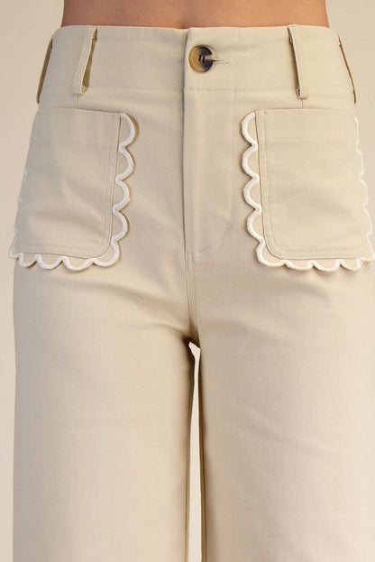 Colette Wide-Leg Scallop Pocket Pants - Reorder Friendly