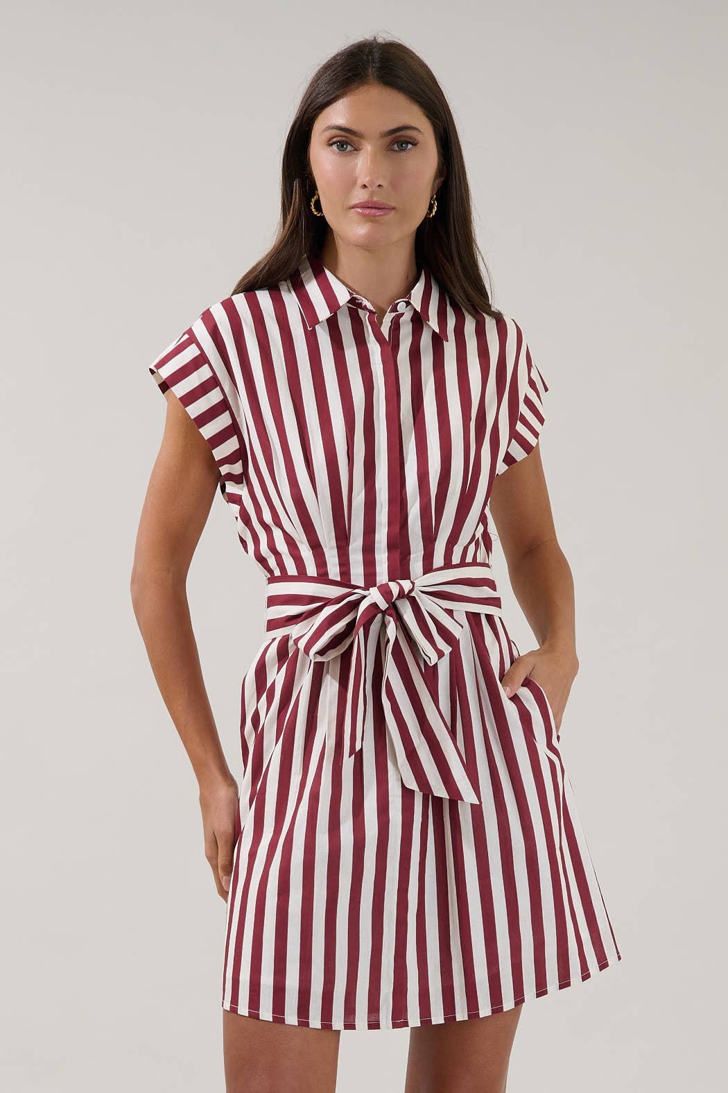 Samera Button Up Mini Dress Lasha Stripe