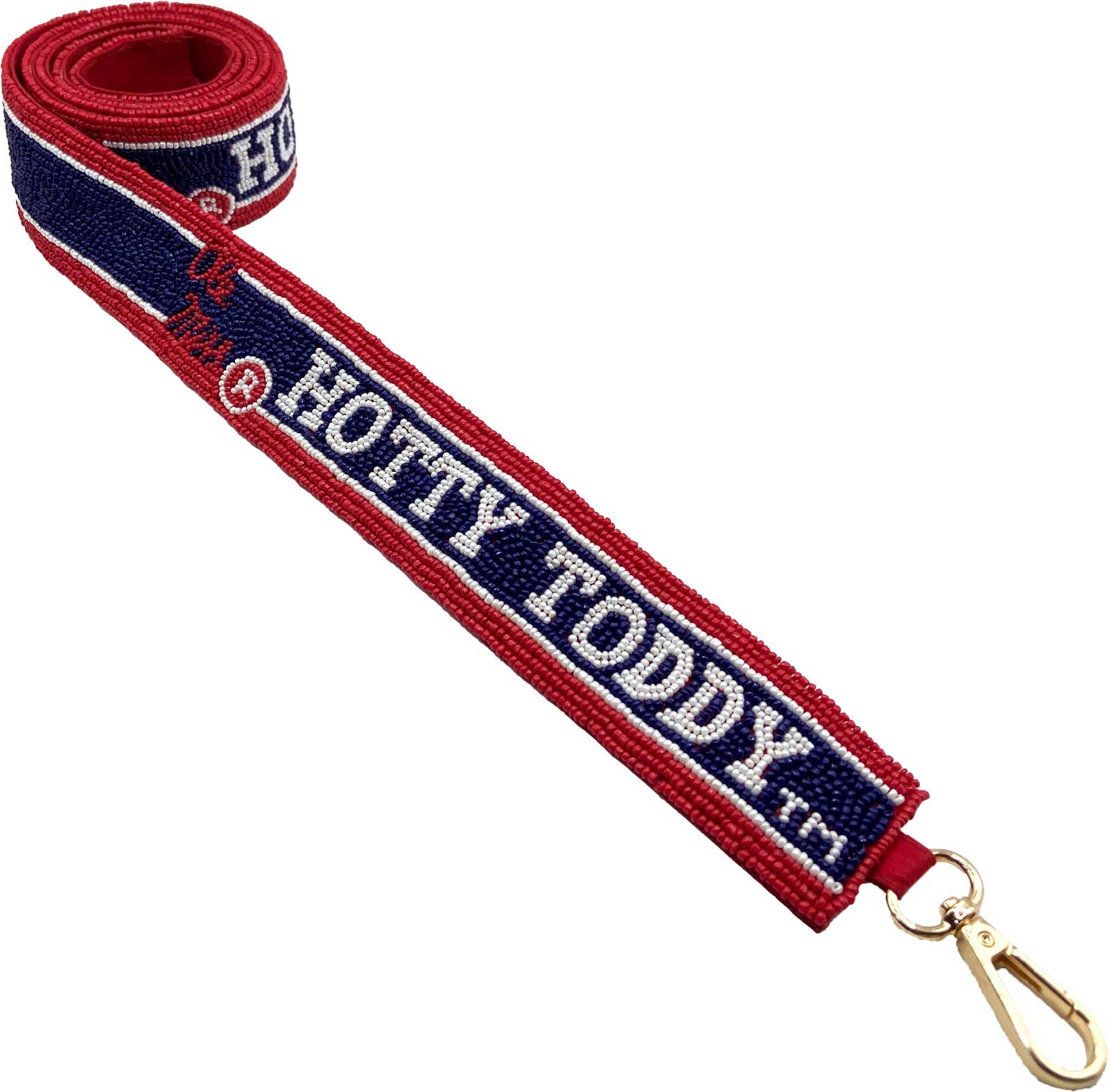 BLUE AND RED HOTTY TODDY BEADED BAG STRAP