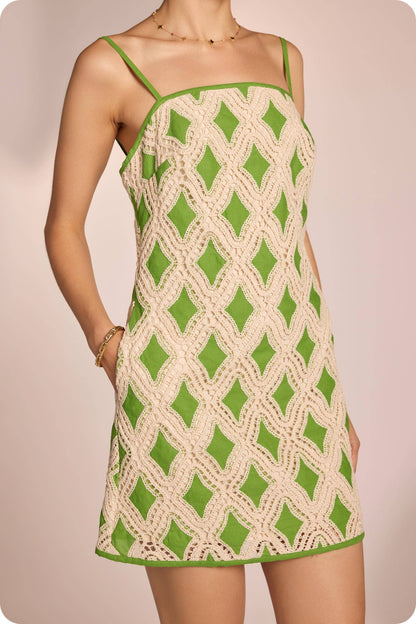 Contrast Diamond Crochet Mini Dress
