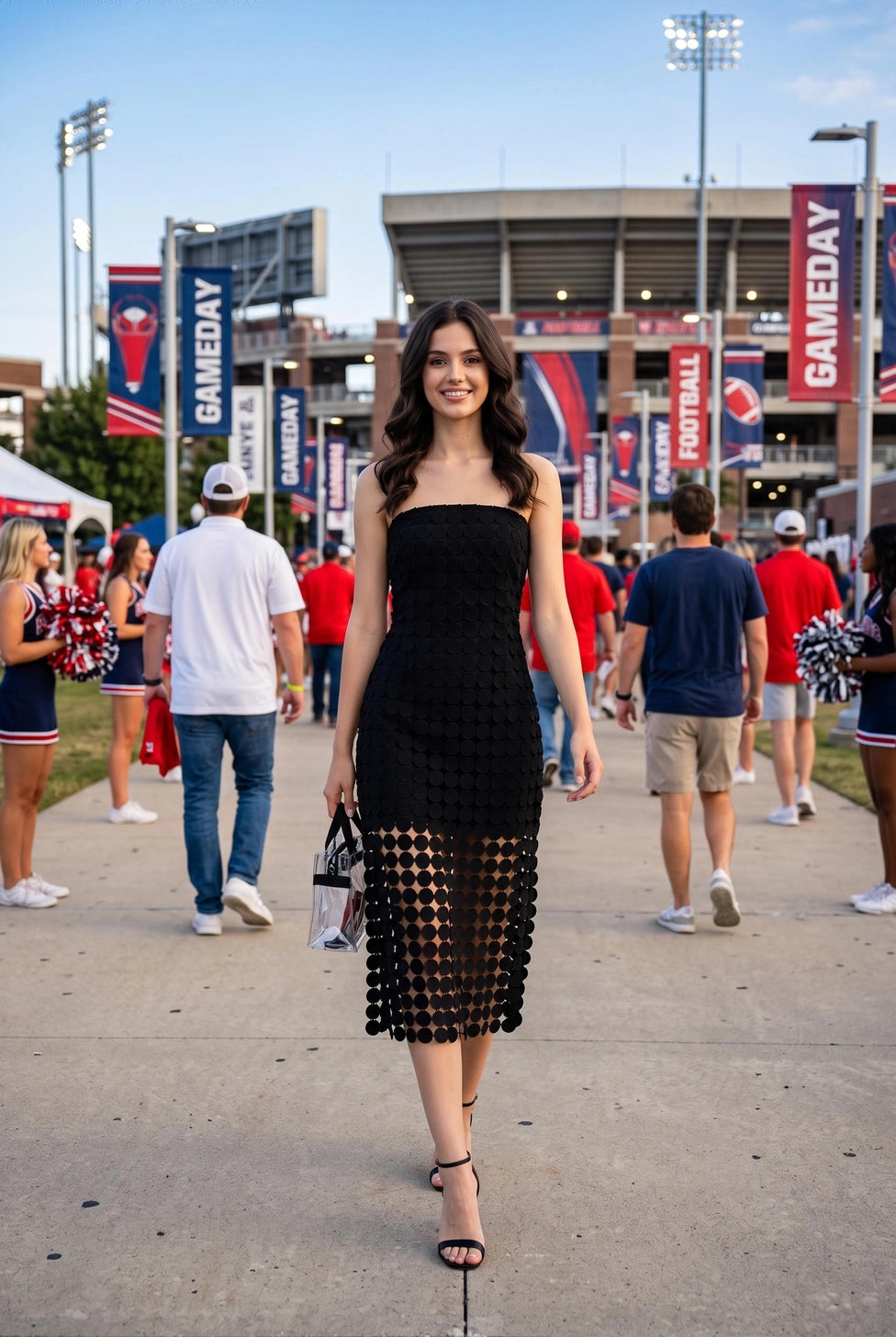 Strapless Circle Lace Fringe Midi Tube Dress