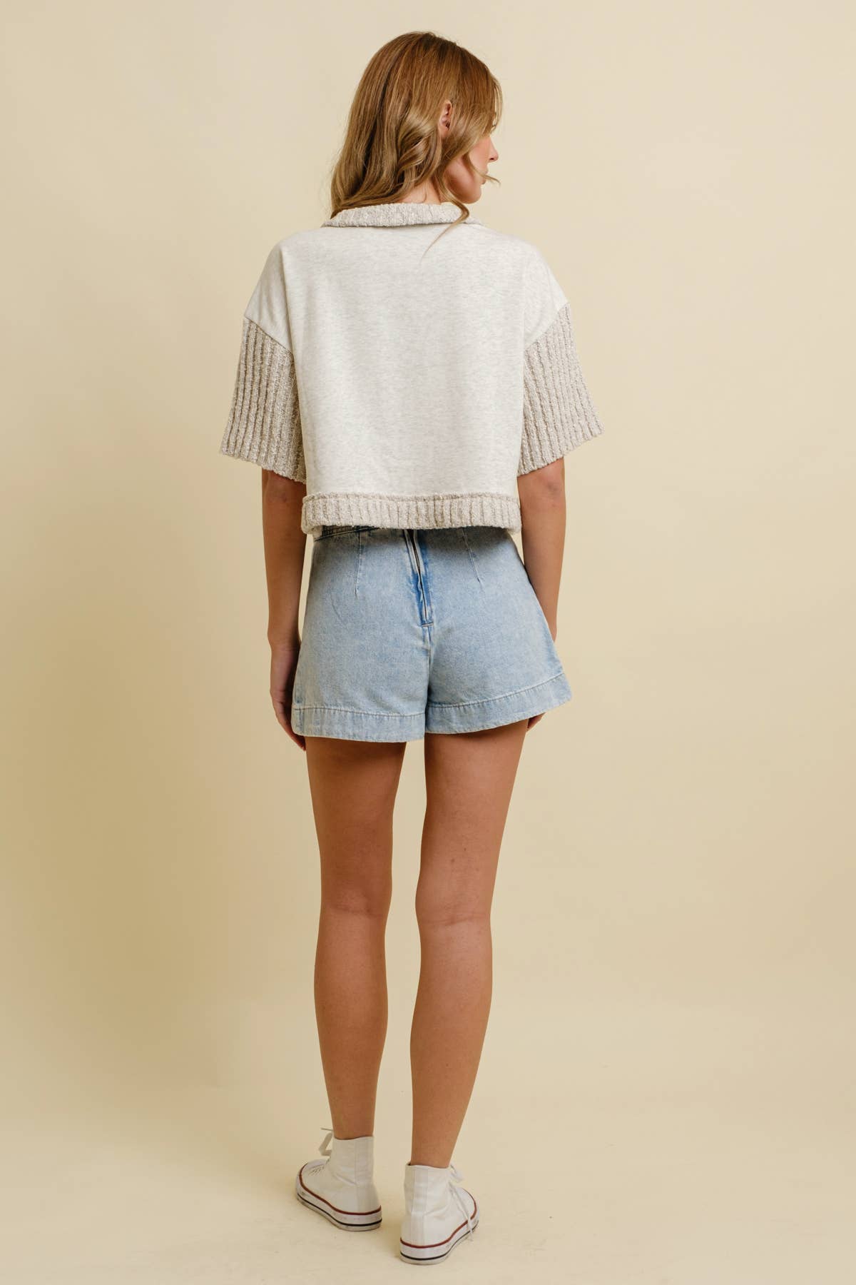 CP17520A - ZIP UP DENIM WRAP SKORT