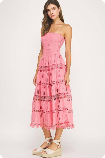 Eyelet Lace Tube Dress