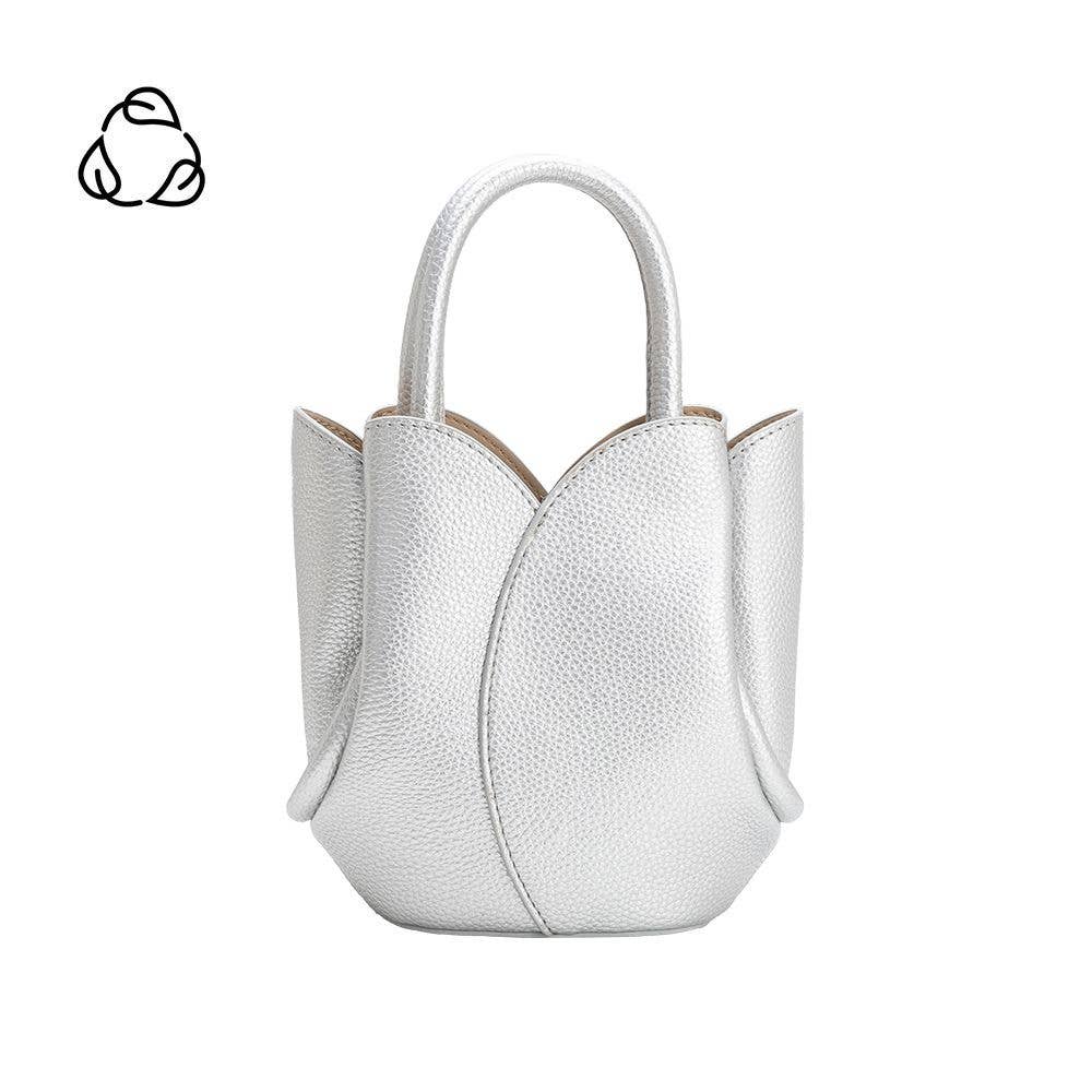 Tulip Mini MTL Silver Recycled Vegan Leather Top Handle Bag