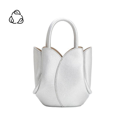 Tulip Mini MTL Silver Recycled Vegan Leather Top Handle Bag