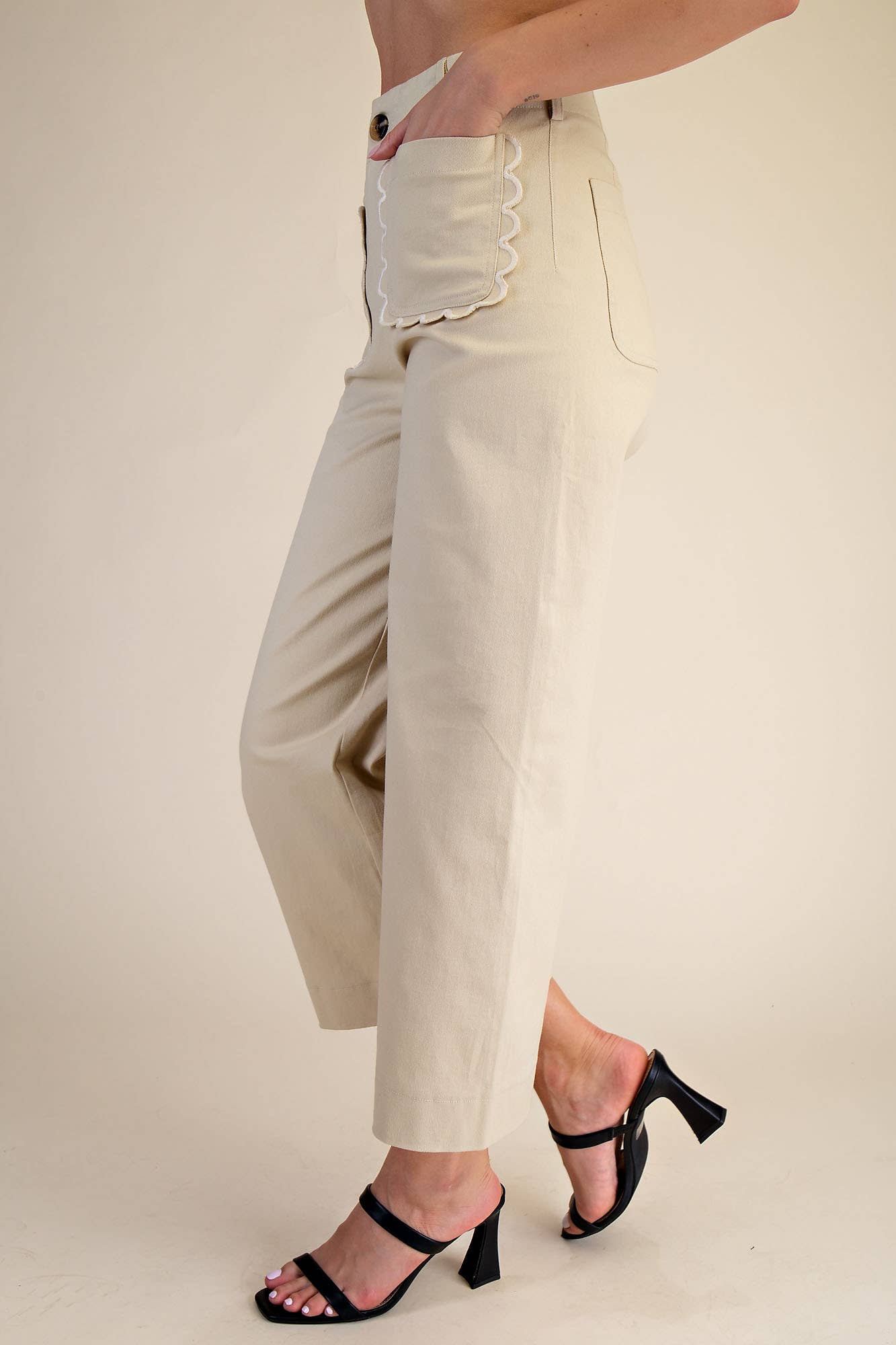 Colette Wide-Leg Scallop Pocket Pants - Reorder Friendly