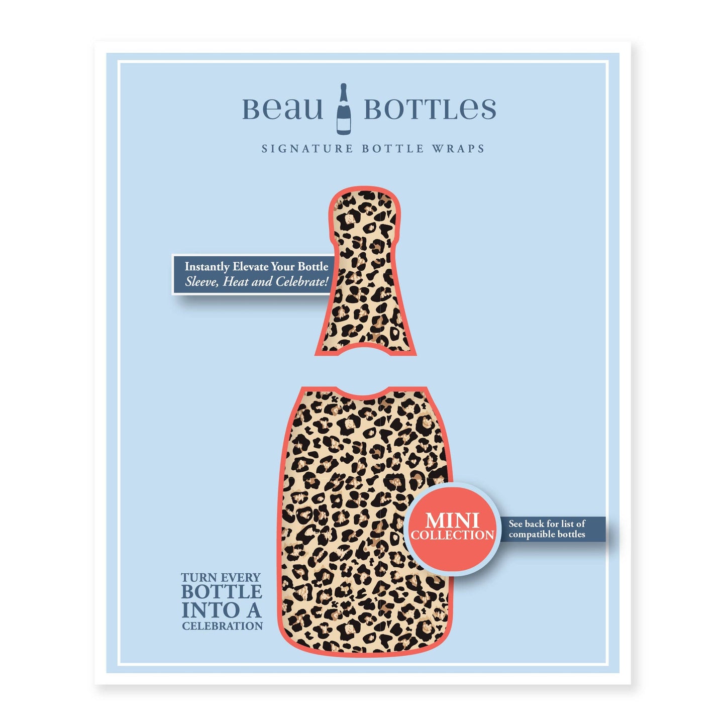 Tan Leopard Mini Prosecco Wraps (Set of 3)