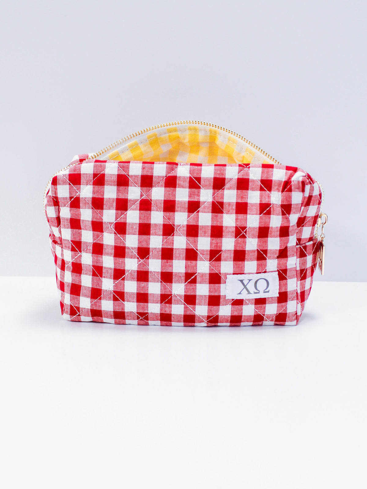 Gingham Quilted Makeup Bag