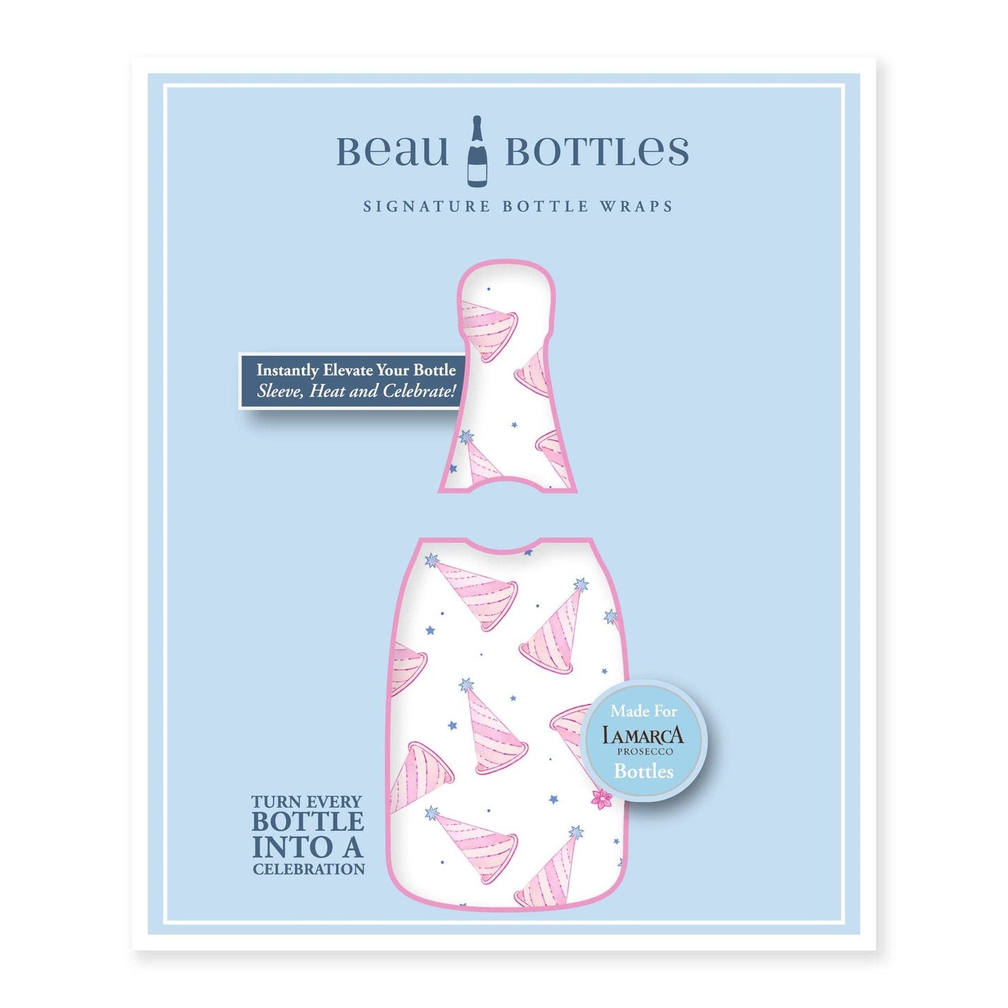Pastel Birthday Party Hats Prosecco Bottle Wrap