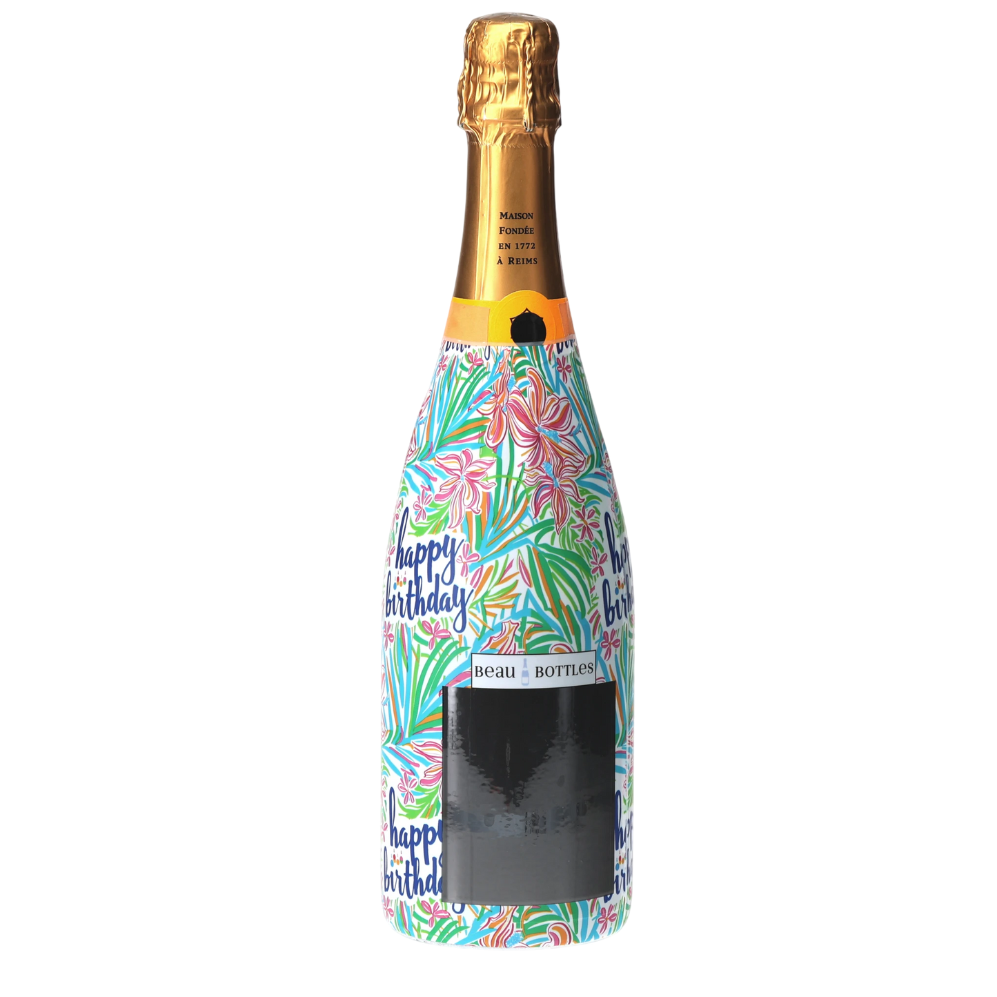 Happy Birthday Floral Champagne Bottle Wrap