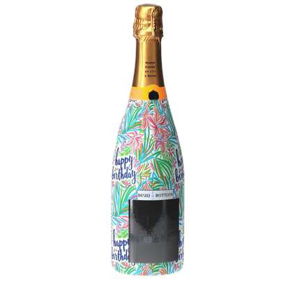 Happy Birthday Floral Champagne Bottle Wrap