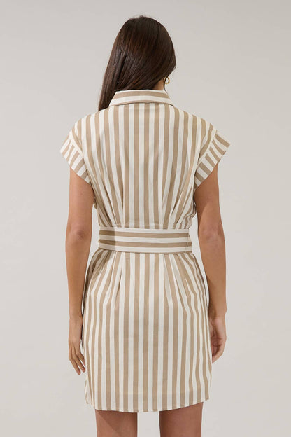 Samera Button Up Mini Dress Lasha Stripe