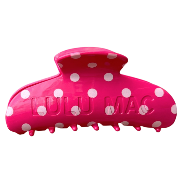 LULU MAC HAIR CLIPS LM-HR-1001-Hot Pink/White Dot