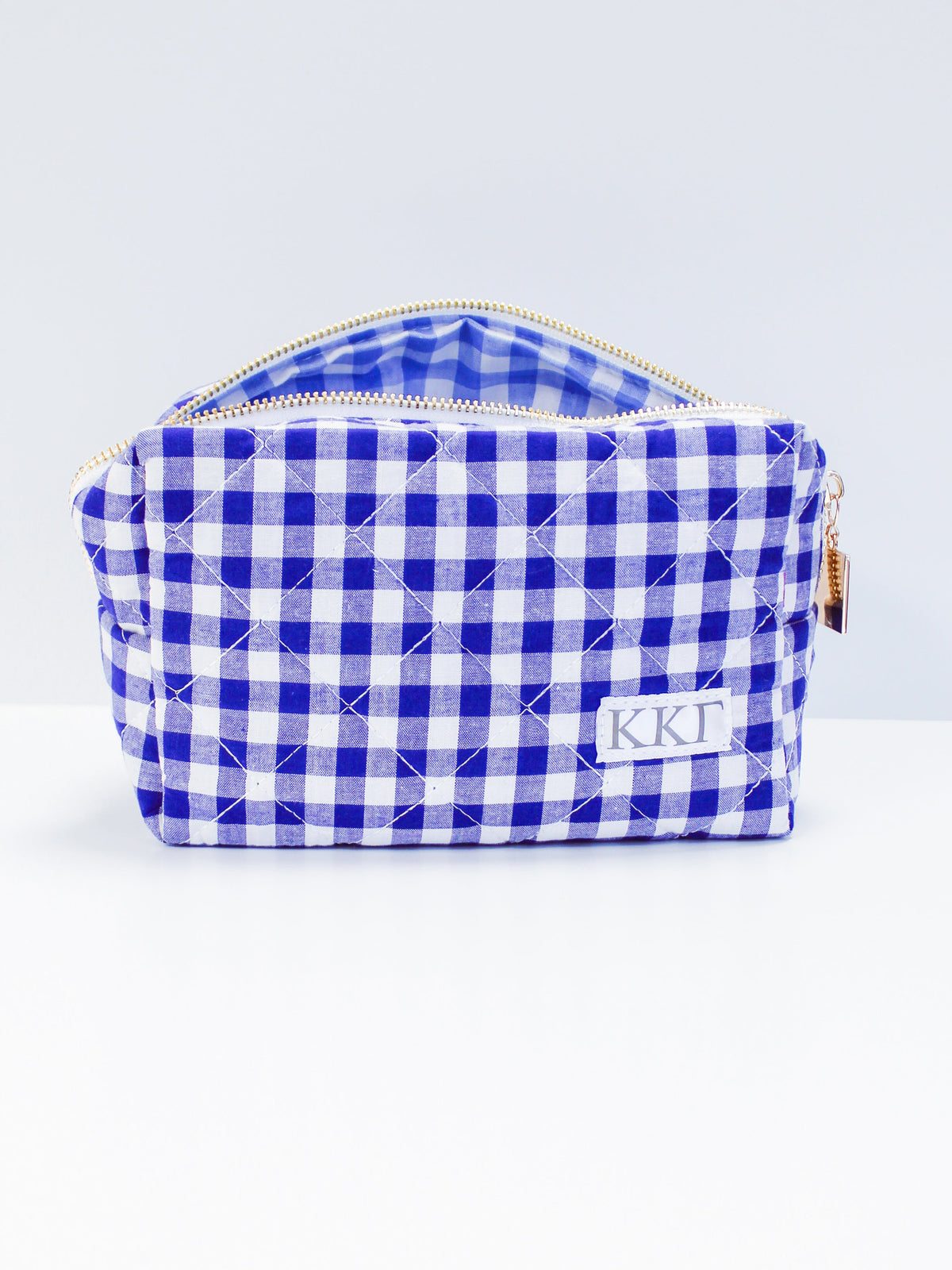 Gingham Quilted Makeup Bag