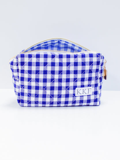 Gingham Quilted Makeup Bag
