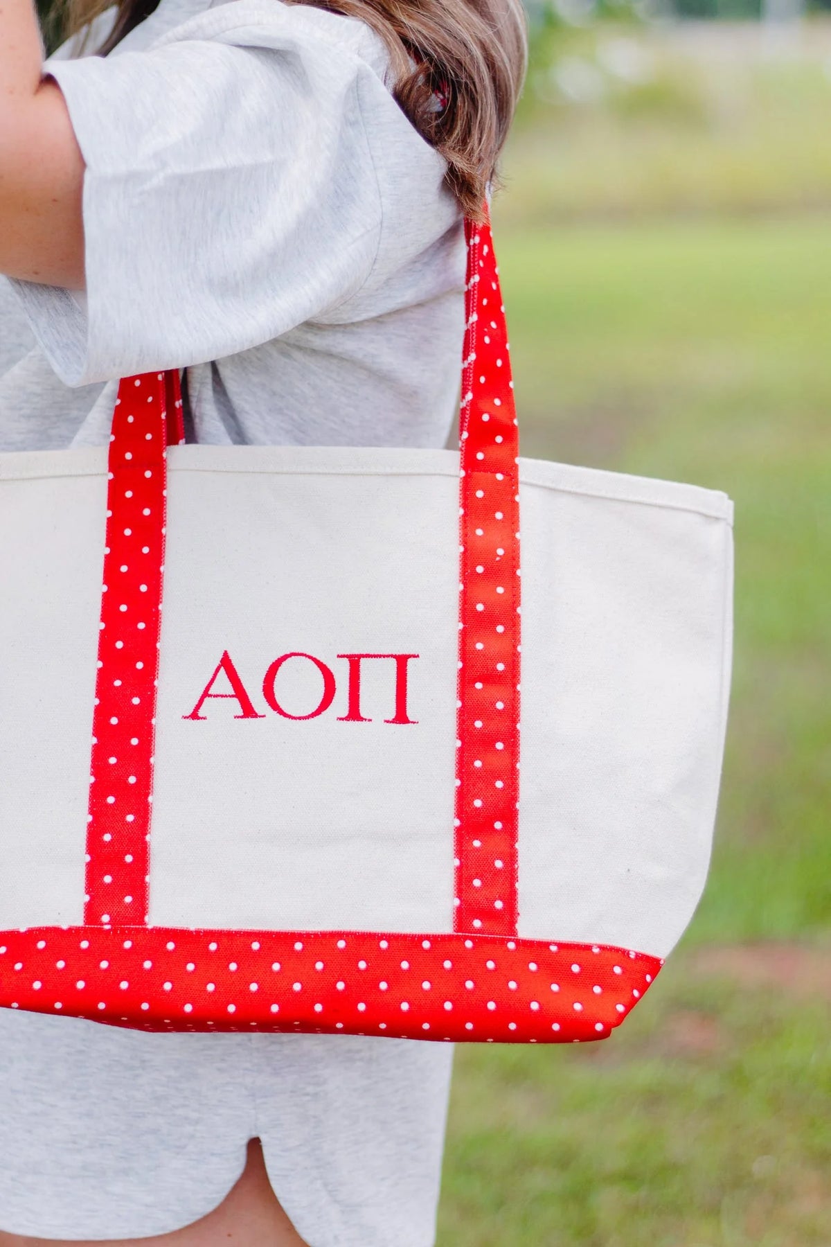 Rush Greek Gifts: Canvas Polka Dot Tote Bag