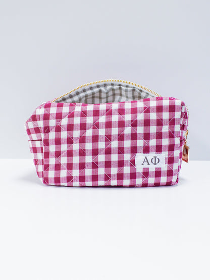Gingham Quilted Makeup Bag