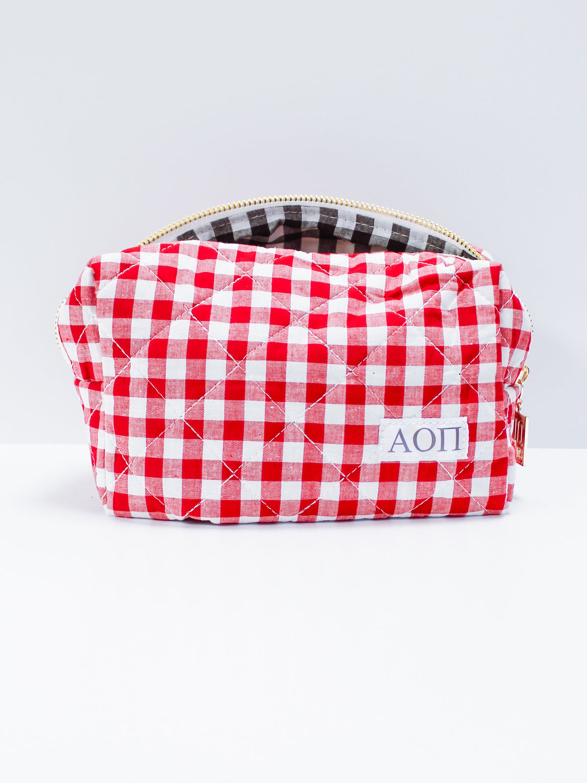 Gingham Quilted Makeup Bag