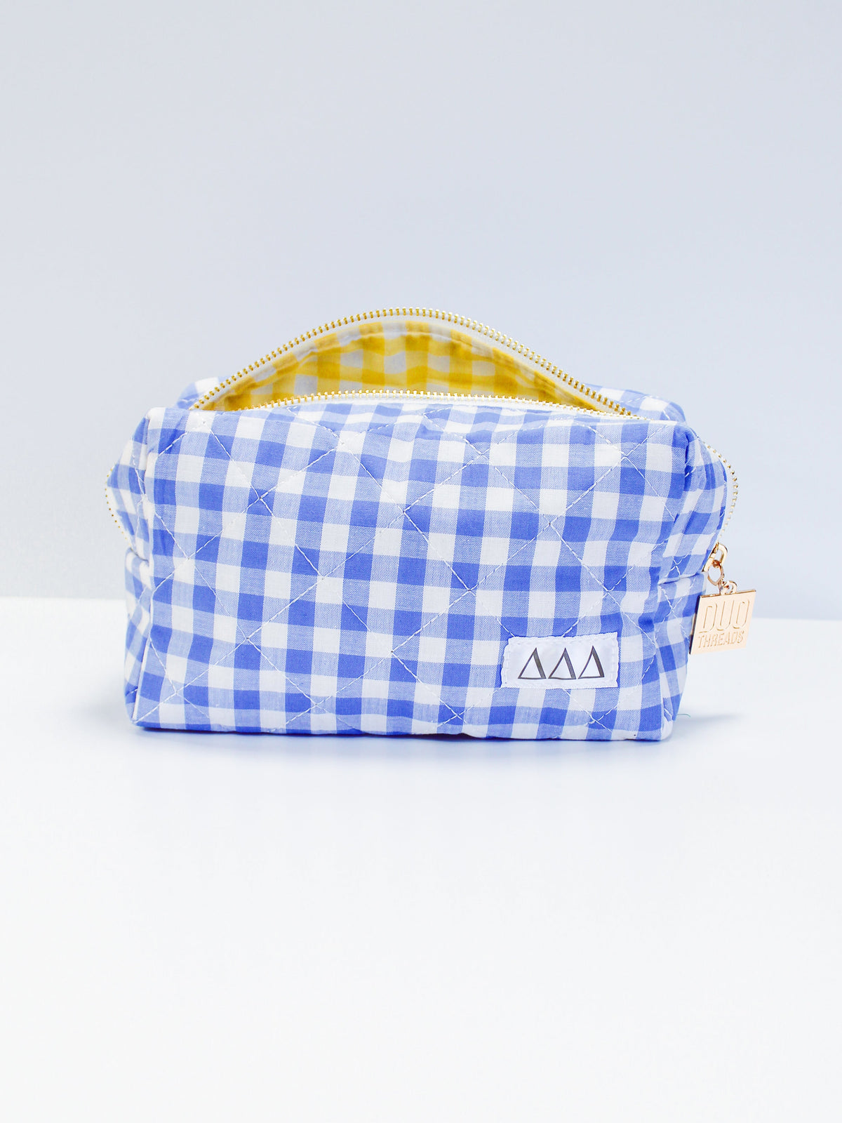 Gingham Quilted Makeup Bag