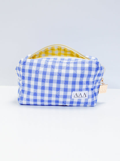 Gingham Quilted Makeup Bag