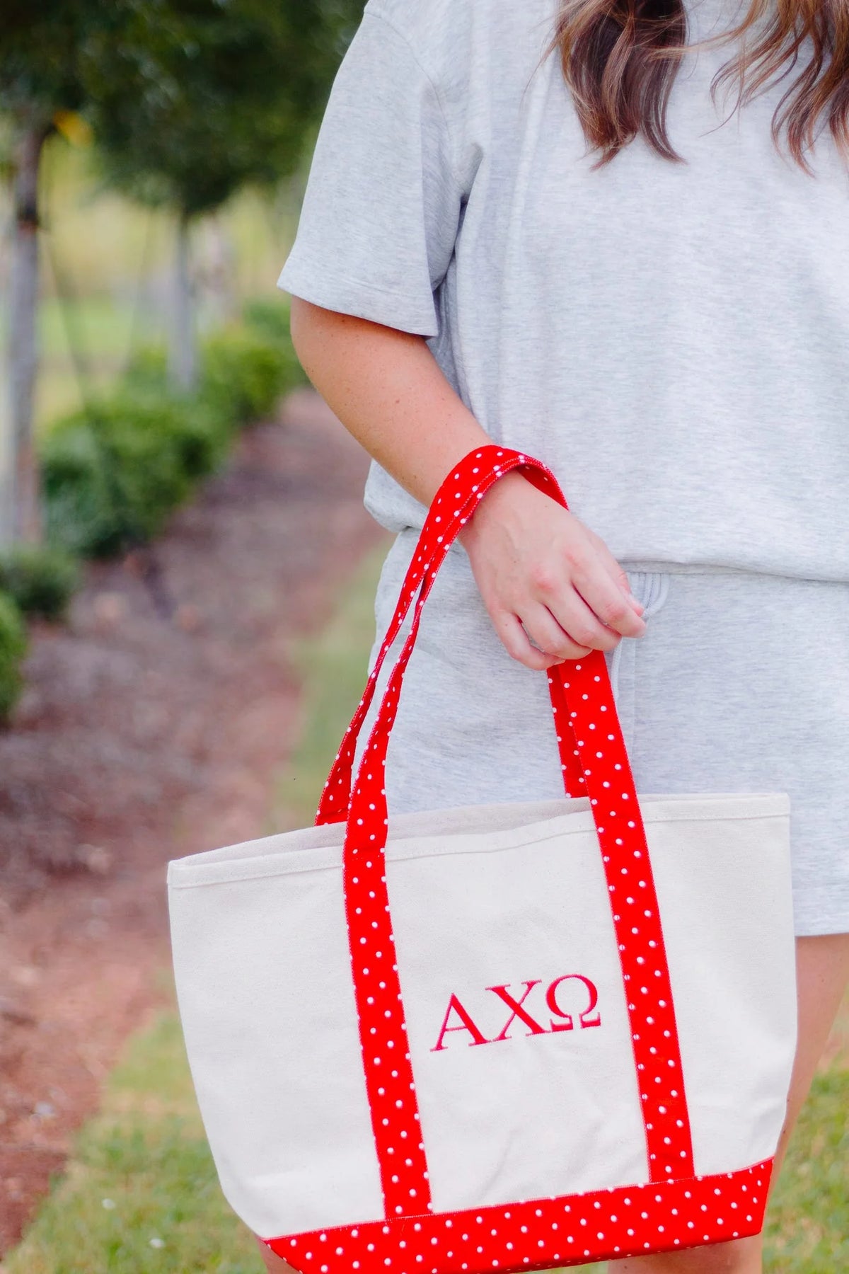 Rush Greek Gifts: Canvas Polka Dot Tote Bag