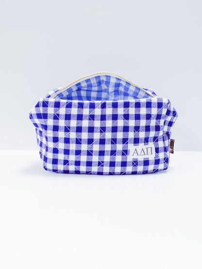 Gingham Quilted Makeup Bag