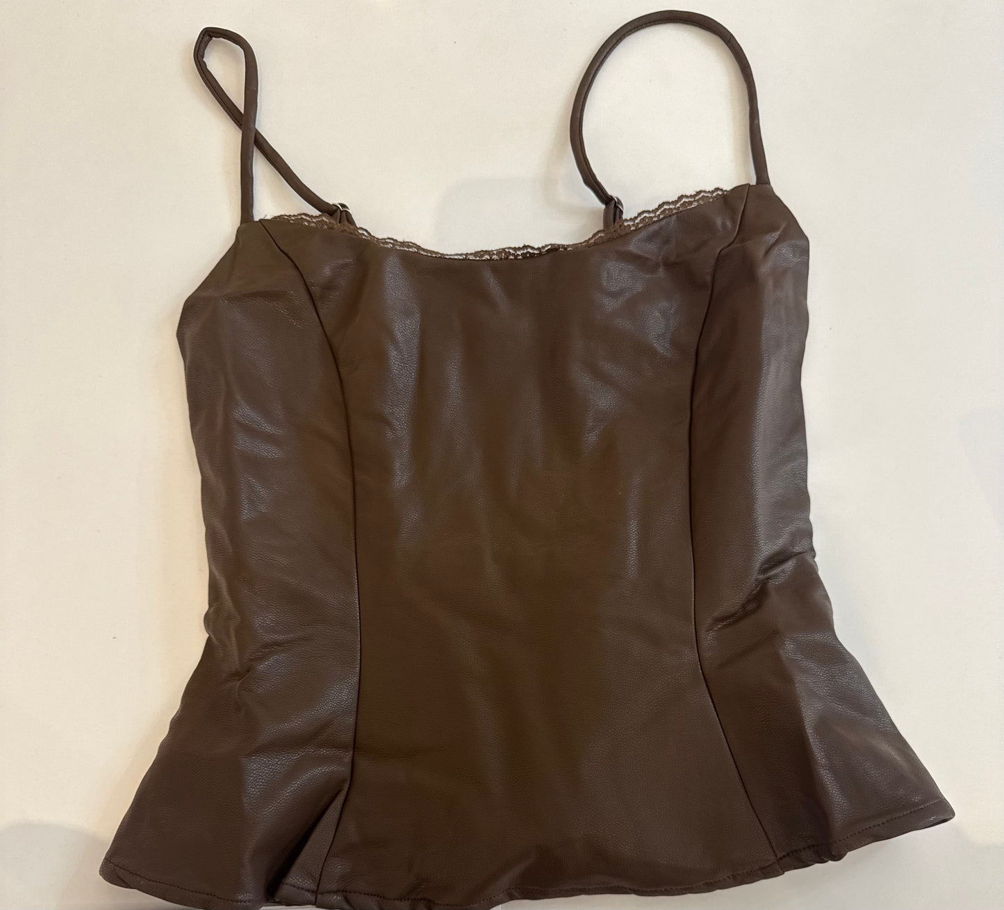 Faux Leather Peplum Top