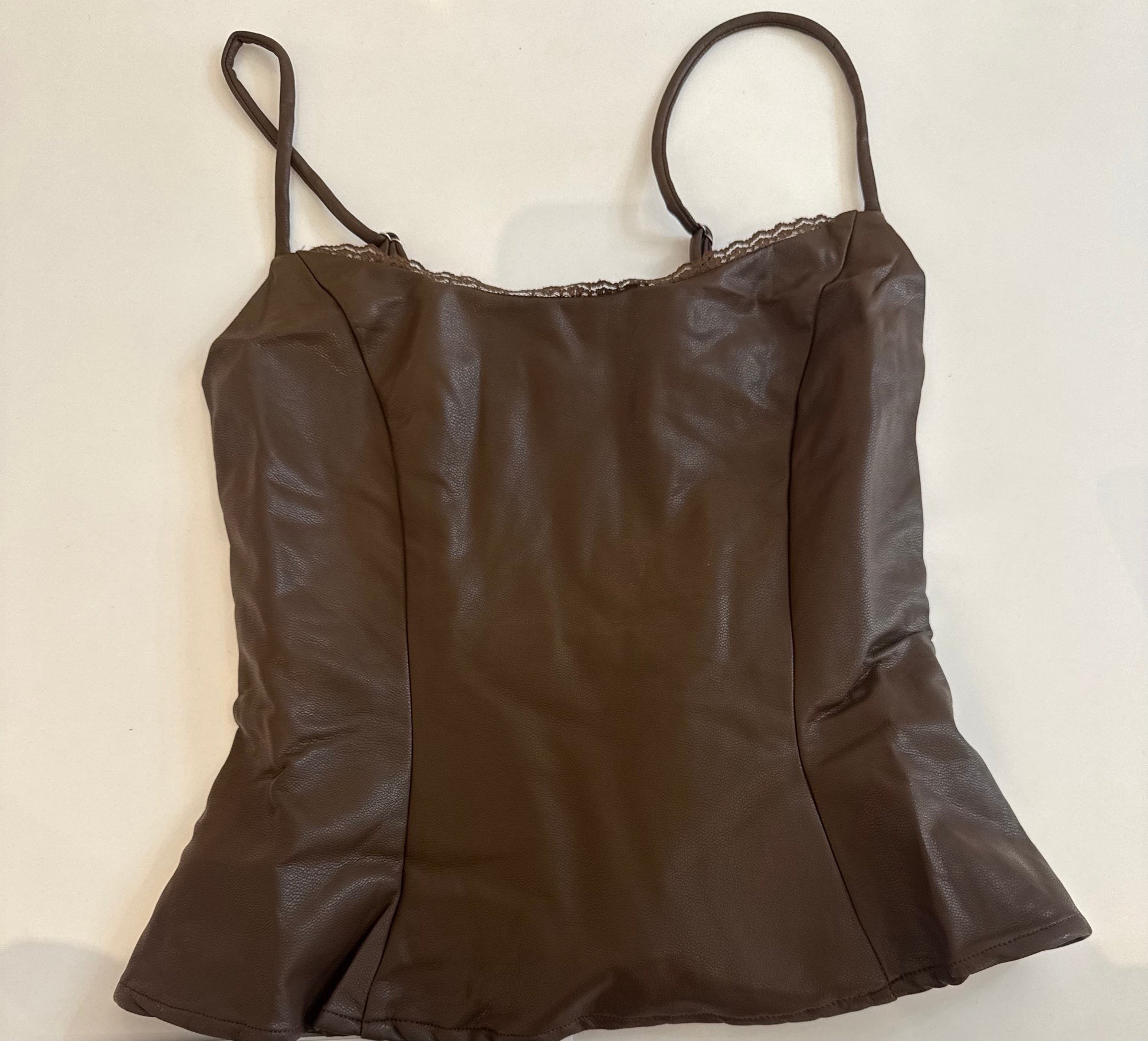 Faux Leather Peplum Top