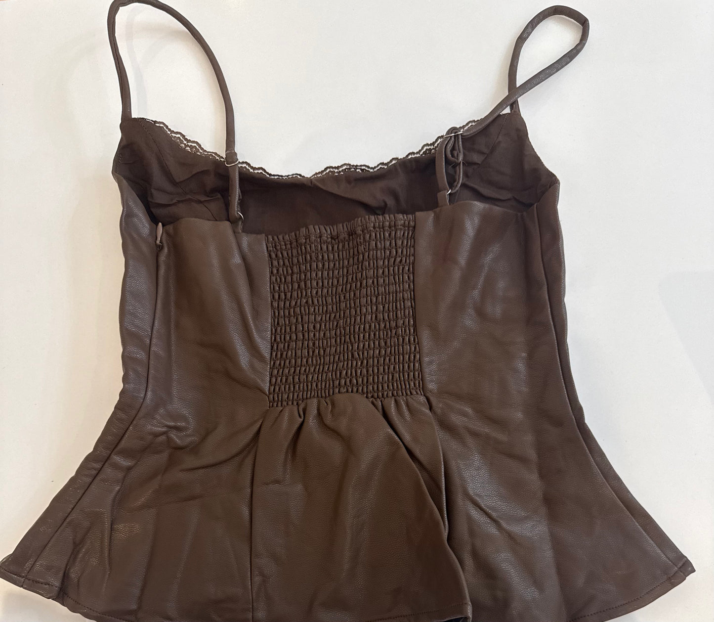 Faux Leather Peplum Top