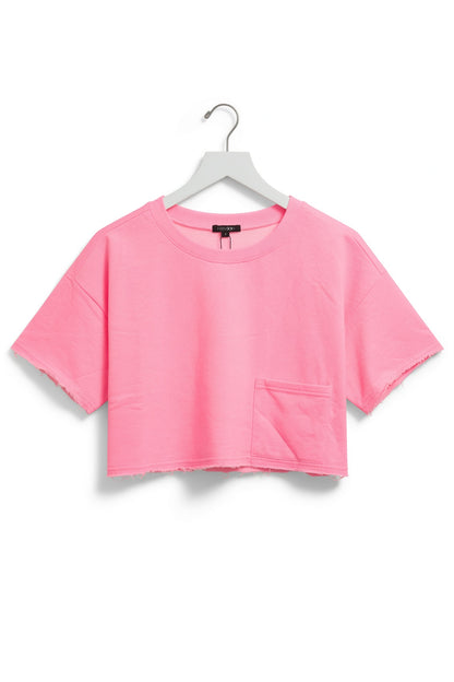 Paper Moon: Neon Pink Crop T-Shirt & Skort Set