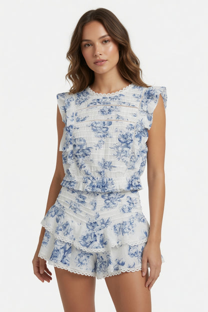 Blue Ruffle Top & Shorts