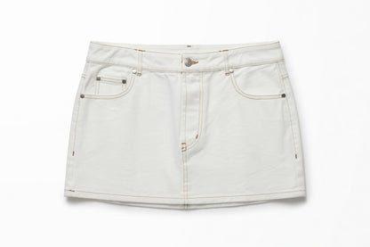 Olivaceous White Jean Skirt