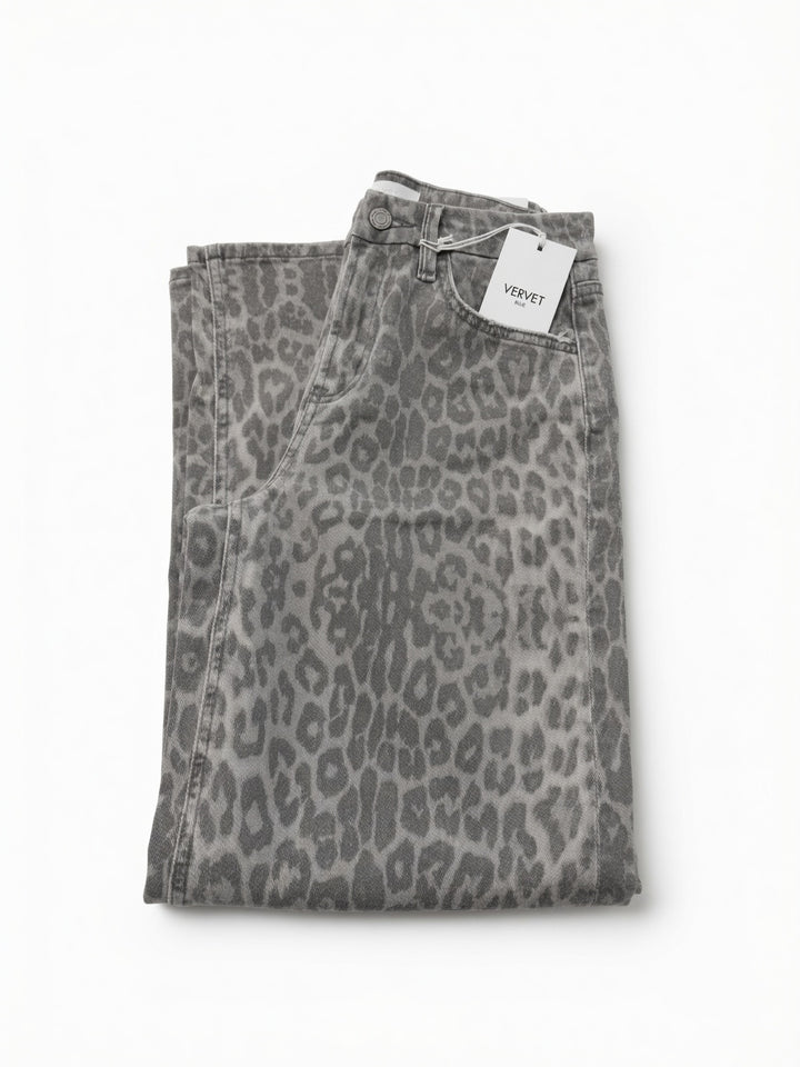 Grey leopard vervet jeans