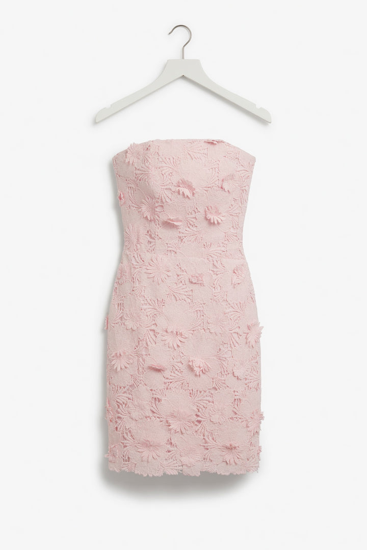 Strapless Flower Mini Dress - Pink