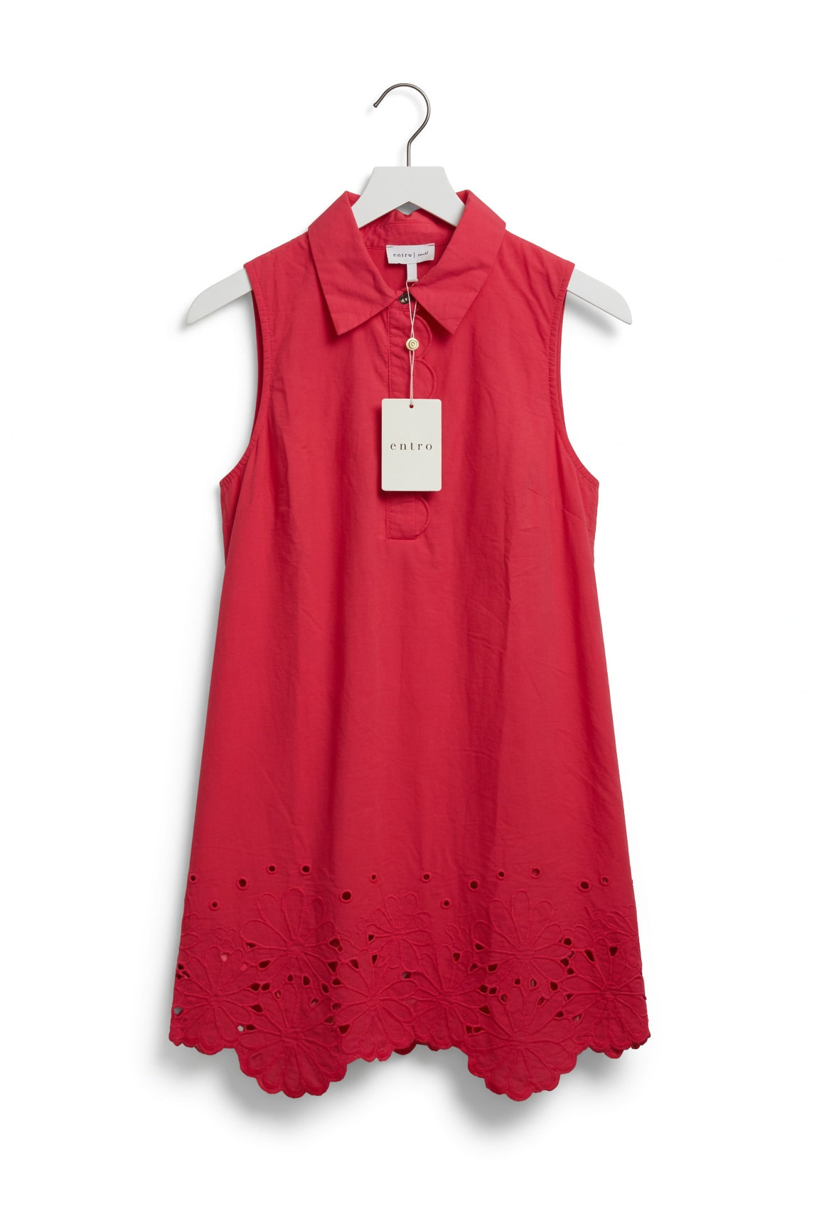 ENTRO: Hot Pink Collared Mini Dress
