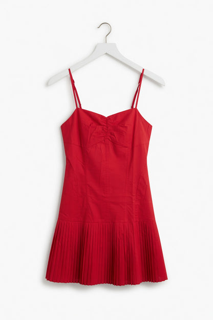 Baby Pink Sweetheart Neckline Pleats Mini Dress