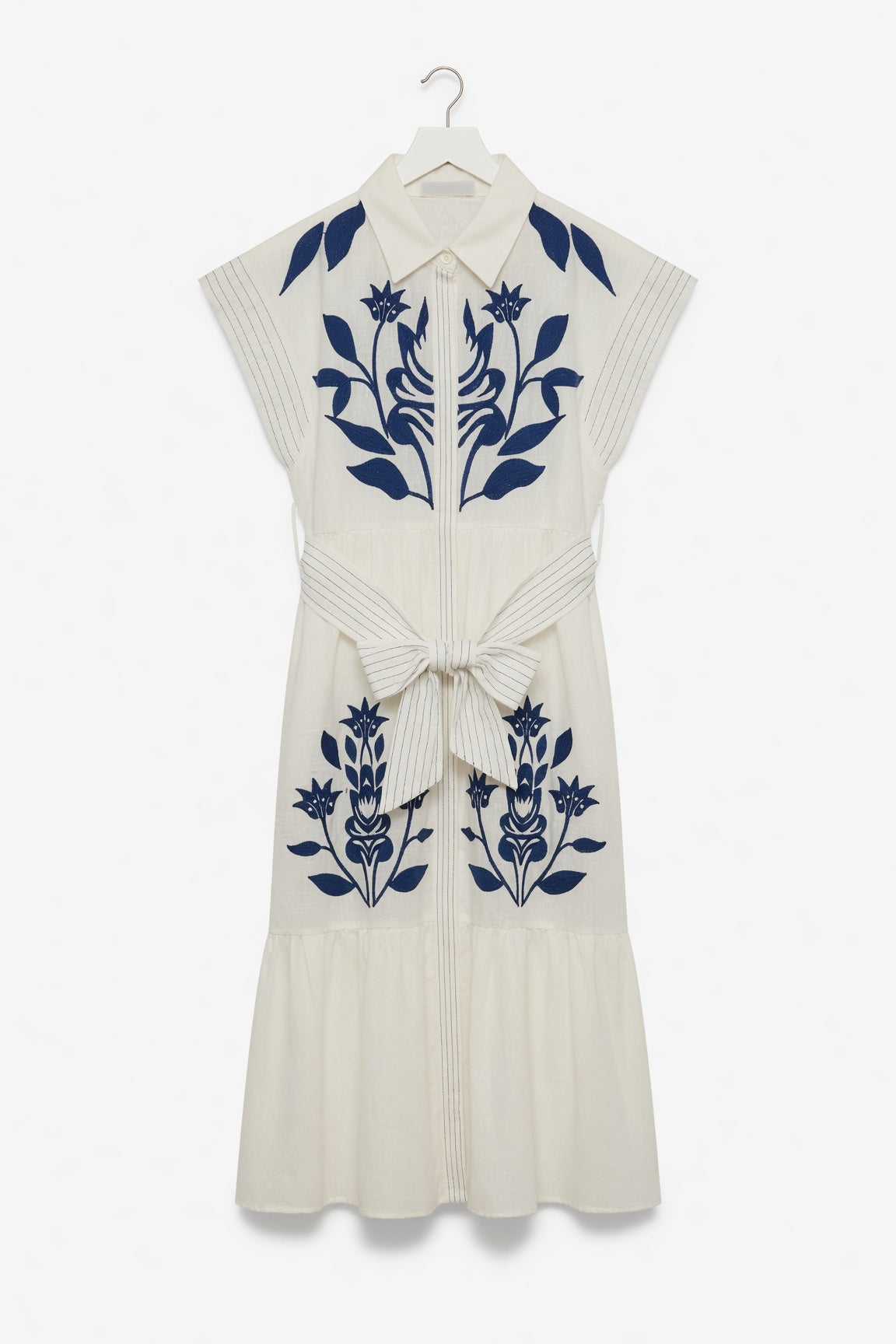 THML: Floral Emb Button Down Dress