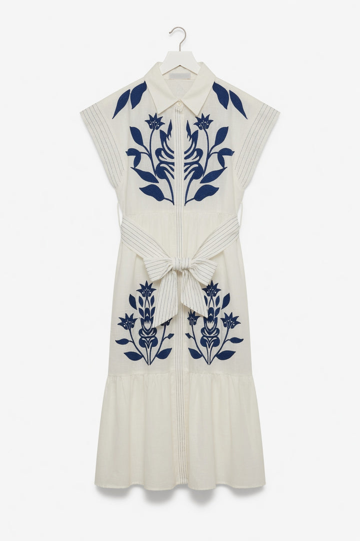 THML: Floral Emb Button Down Dress