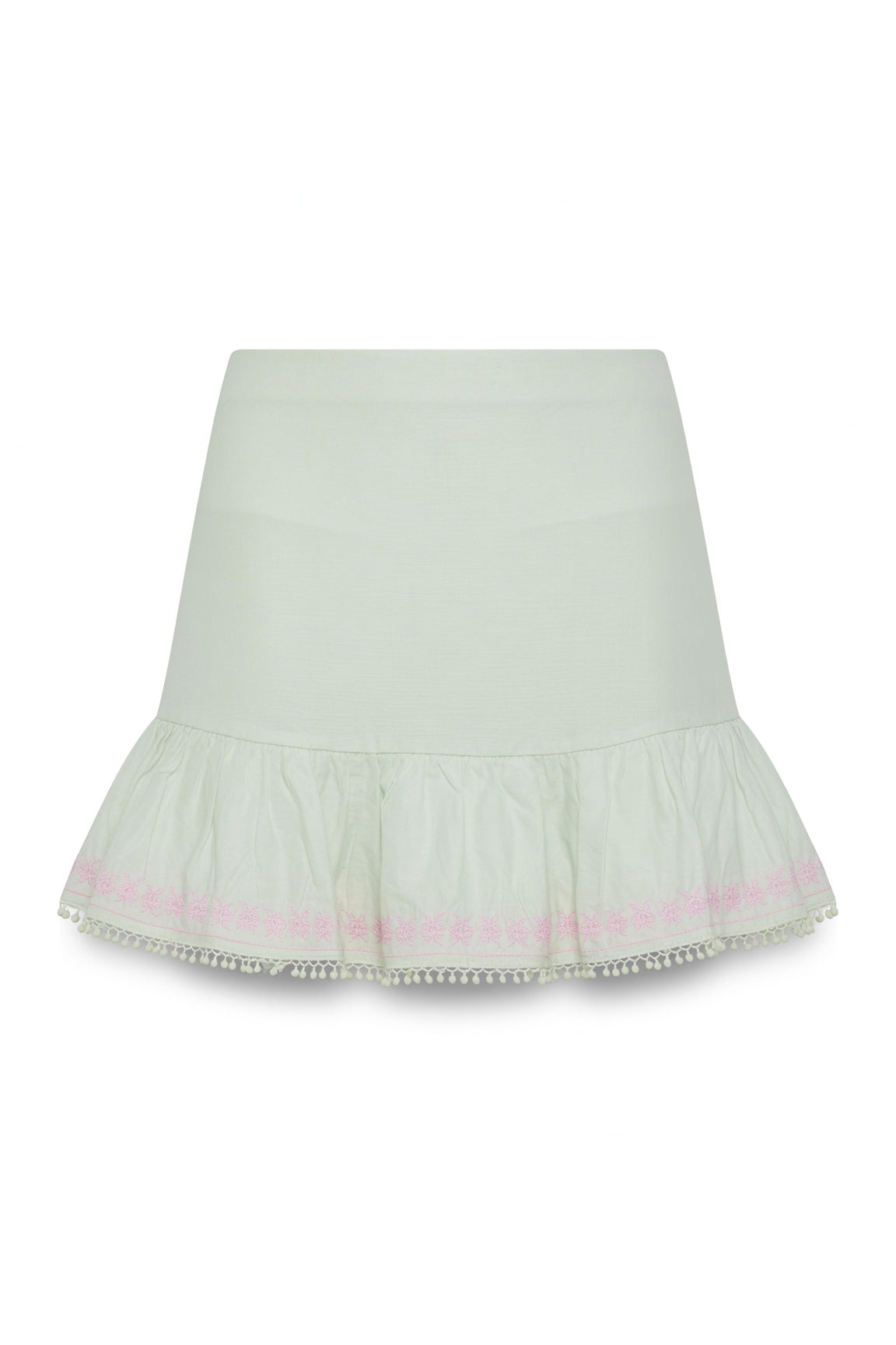 Faire Embroidered Ruffle Mini Skirt - Green