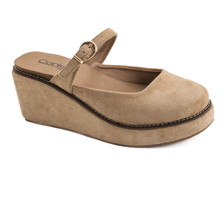 Me Time Camel Faux Suede Wedge