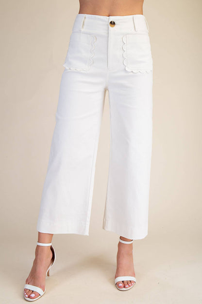 Colette Wide-Leg Scallop Pocket Pants - Reorder Friendly