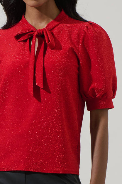 Lisette Shimmer Bow Tie Top