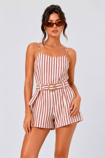 CR11893-1 - STRIPED ROMPER W/ BELT