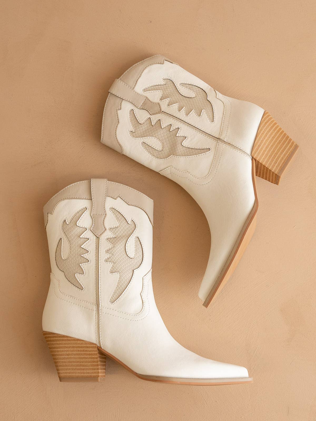 The Houston White | Layered Panel Cowboy Western Fall Boot