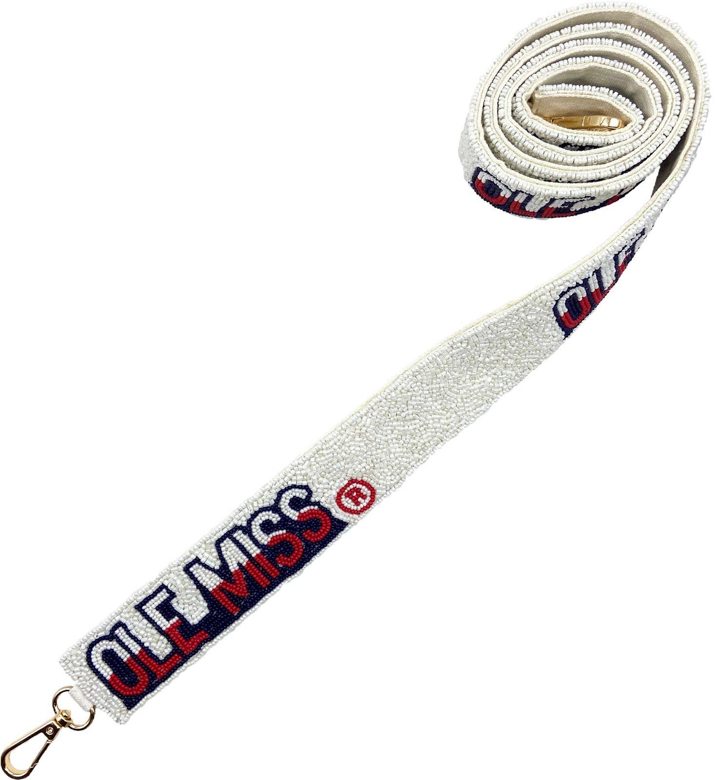 WHITE OLE MISS BEADED BAG STRAP