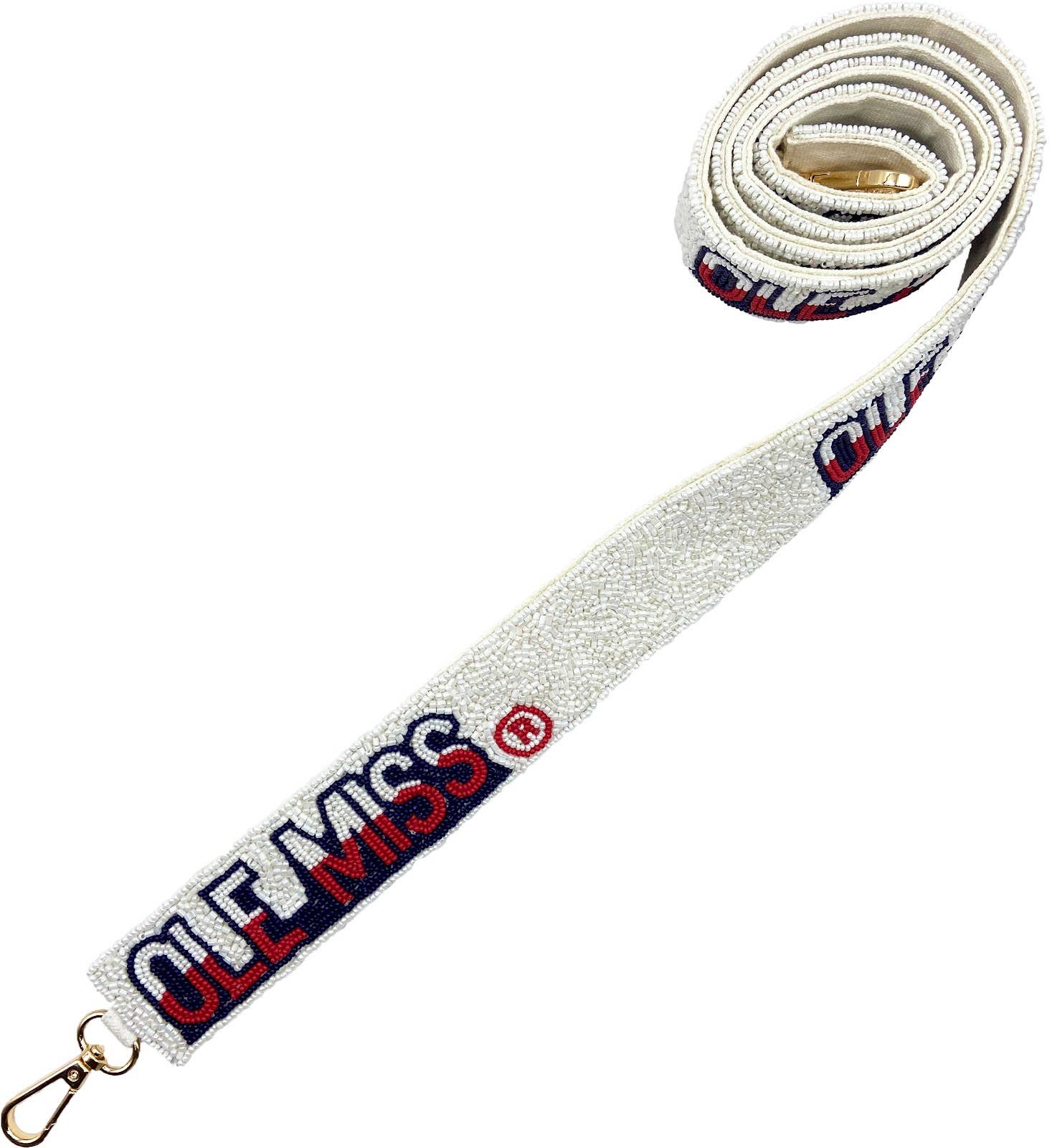 WHITE OLE MISS BEADED BAG STRAP