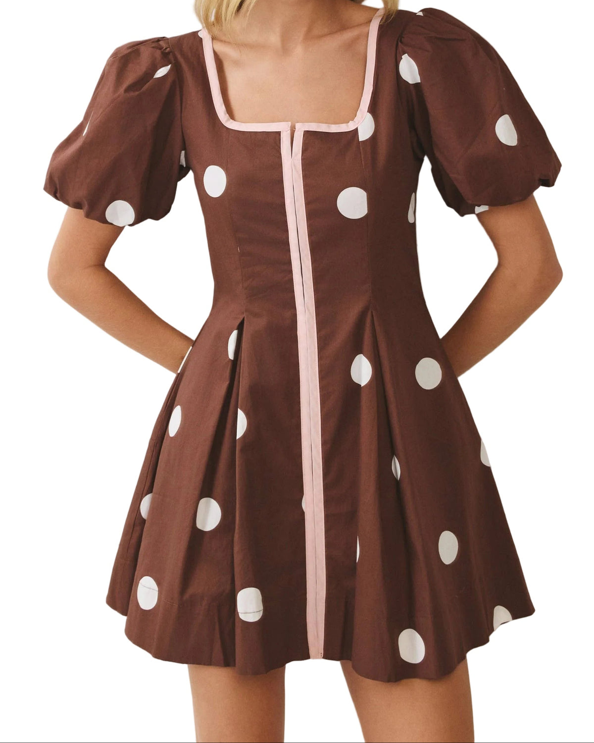 Polka Dot Puff Sleeve Mini Dress